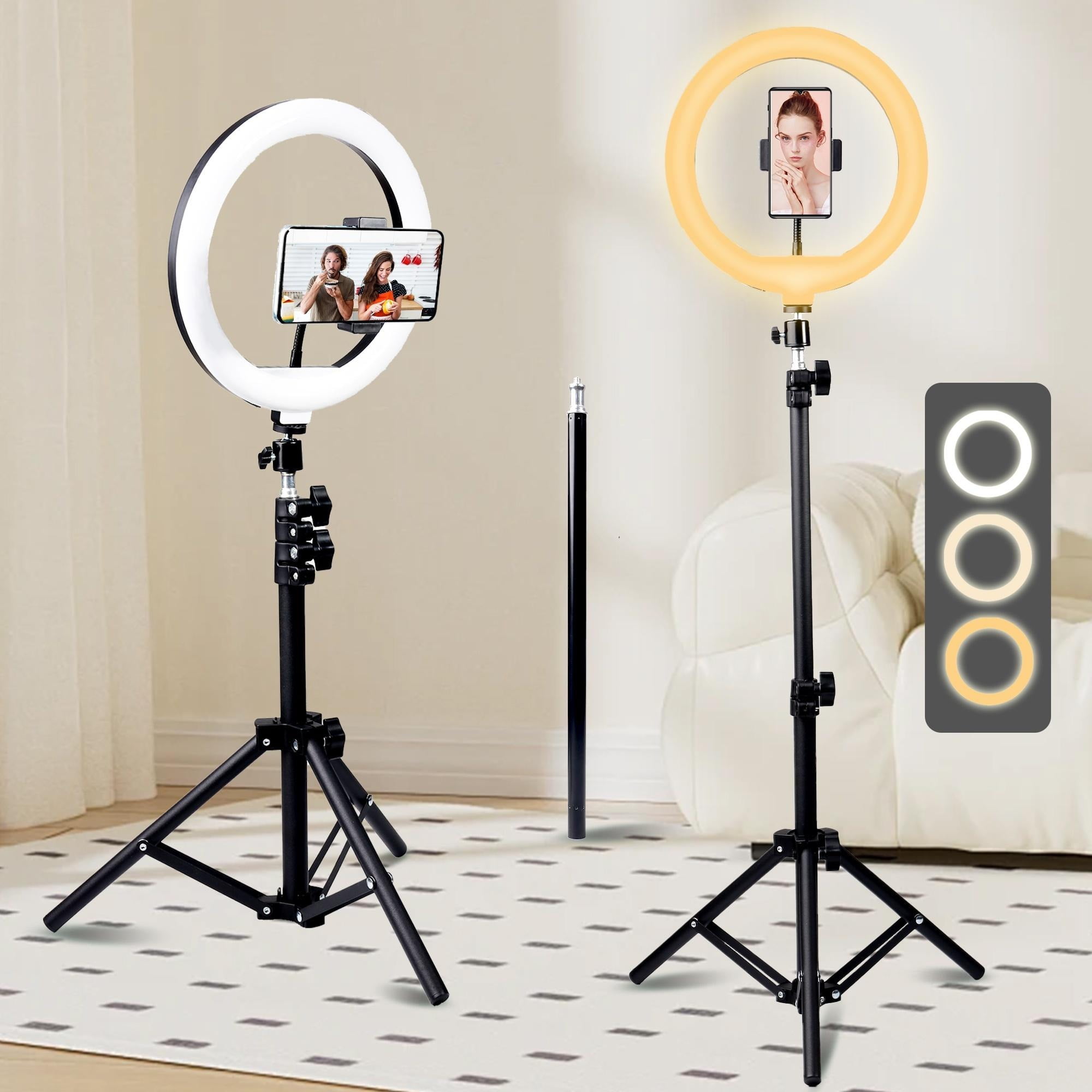 UEGOGO 10" LED Ring Light with 63" Tripod Stand - 3 Color Modes & 10 Brightness Levels, USB Powered for Live Streaming, Makeup, YouTube/TikTok Videos, Video Calls & Photography