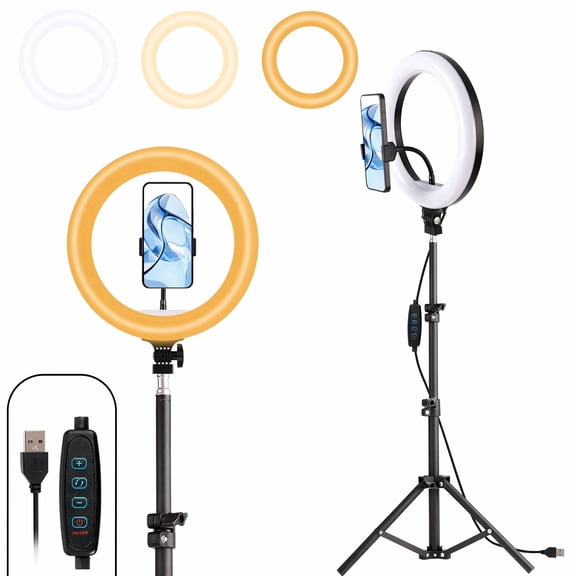 UEGOGO10" Ring Light with 63" Tripod, 3 Modes 10 Brightness, USB, for YouTube TikTok Makeup