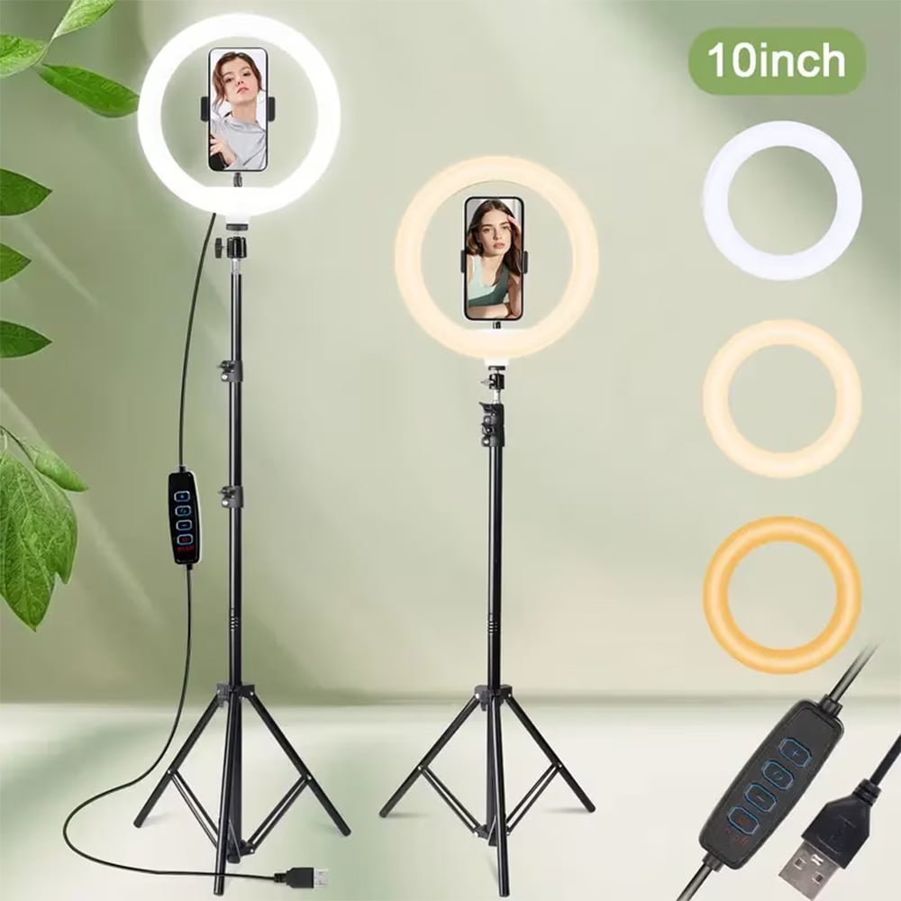 UEGOGO 10" LED Ring Light W/63" Tripod & Phone Holder - Portable for Live Stream, YouTube, TikTok Videos