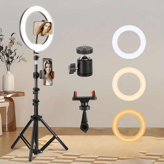 UEGOGO 10" Selfie Ring Light Kit - 43" Adjustable Tripod & Phone Mount for YouTube/TikTok Content Creators