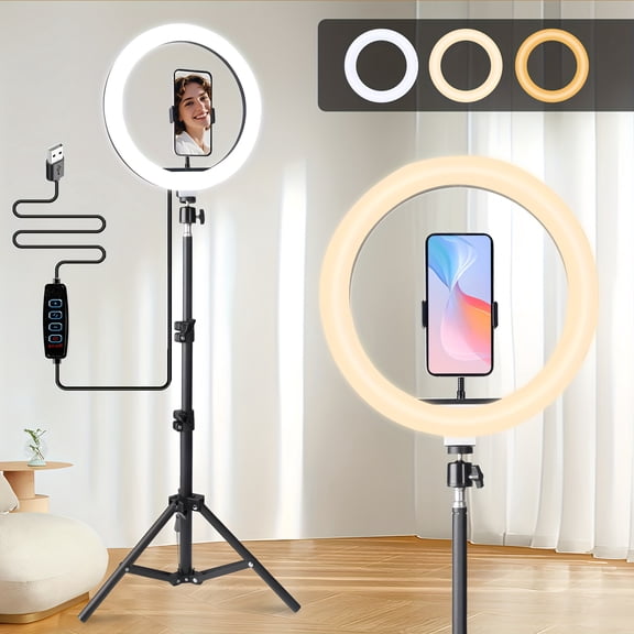 UEGOGO 71" Professional 12" Dimmable LED Ring Light with Adjustable Aluminum Tripod, Stable Extendable Stand for Makeup, Live Streaming, YouTube, TikTok Photography