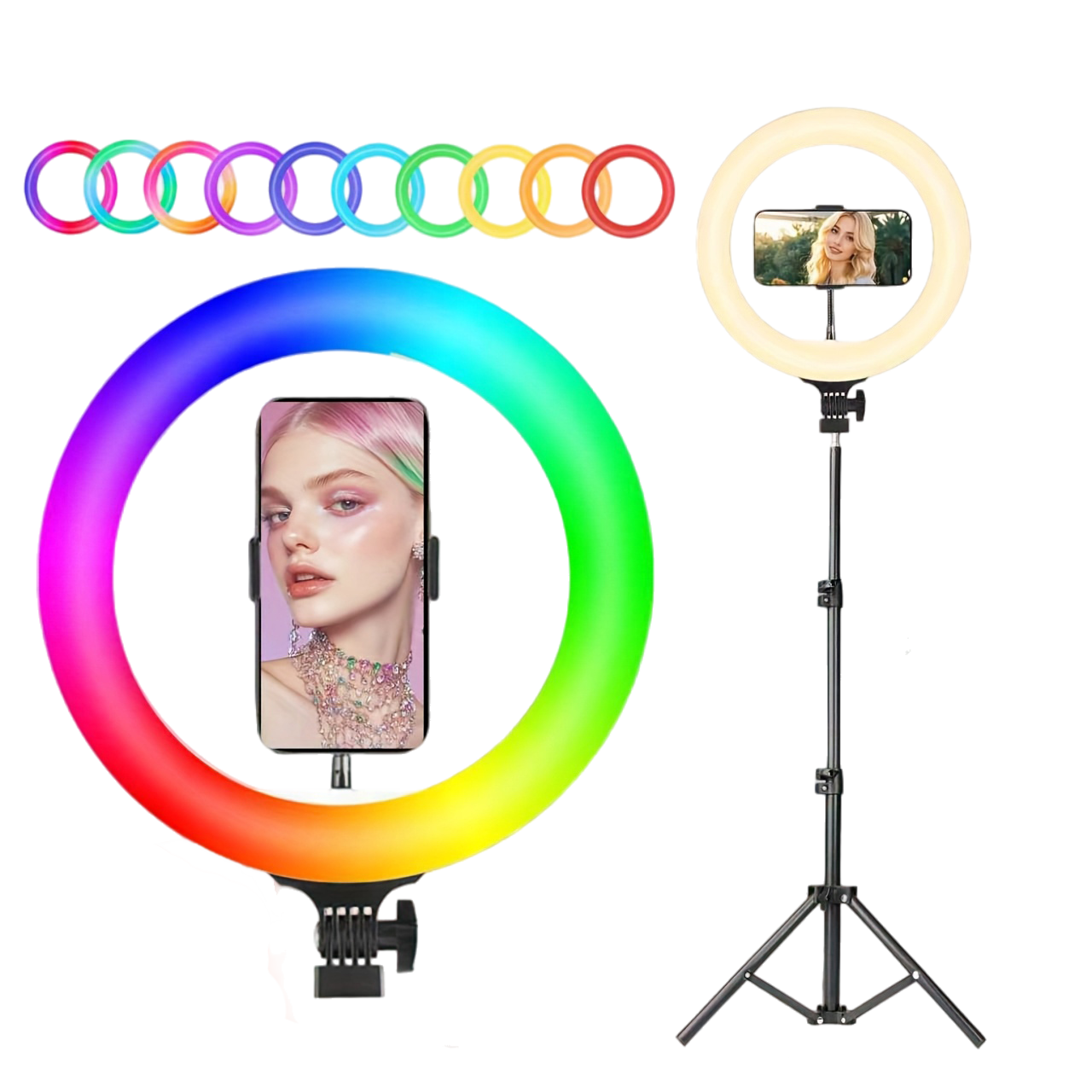 UEGOGO RGB Selfie Ring Light 12-Inch with 43-Inch Retractable Stand - Professional Lighting for Instagram Reels, Twitch Streaming and Virtual Background Setup