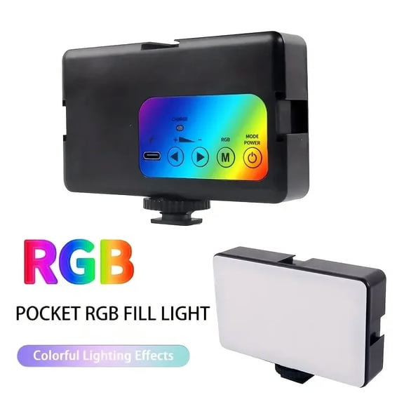 UEGOGO RGB Video Light Portable LED Camera Light for Photography with 3 Cold Shoe Mounts Studio Lights for Vlogging, Video Conference