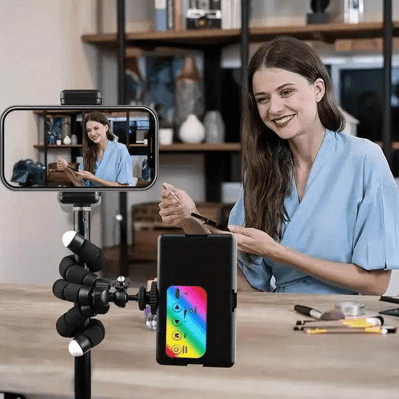 UEGOGO RGB Video Light Portable LED Camera Light for Photography with 3 Cold Shoe Mounts Studio Lights for Vlogging, Video Conference