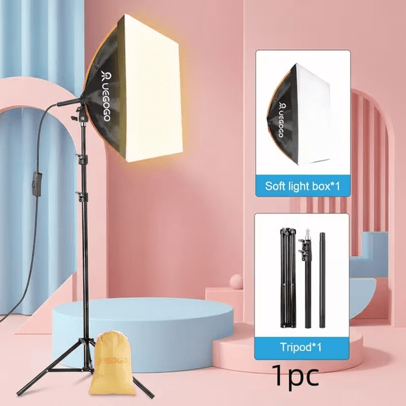 UEGOGO Softbox Lighting Kit, 15.7' X 15.7', with 71' Adjustable Stand, Suitable for Portrait, Product, and Fashion Photography(LED Bulb Not Included)