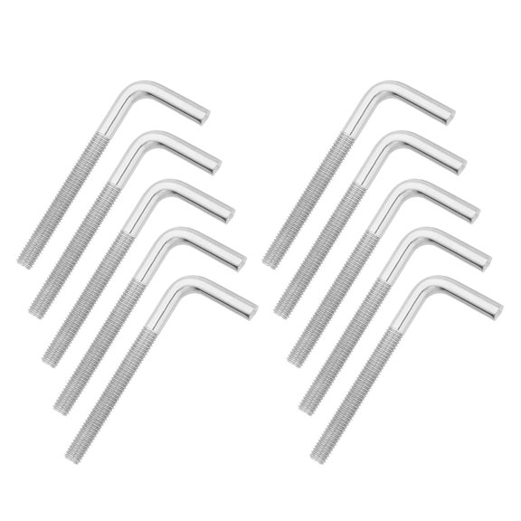 UEIWMX-10pcs M5 x 60mm L-Shaped Right Angle Bolt Screw, 304 Stainless Steel L Shape Foundation Bolt Long Square Bend Screw
