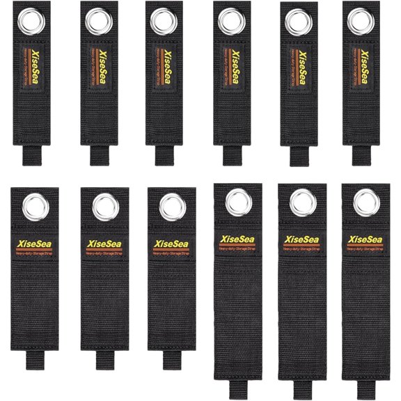 UEIWMX-12-Pack Heavy Duty Storage Straps, Hook and Loop Hanging Storage Straps Cord Wrap Keeper for Cords, Hoses, Rope, RV, Boat, Garage Organization (D-12)
