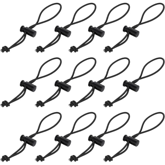UEIWMX-12 Pcs Adjustable Cable Strap Toggle Tie Multipurpose Extra Thick Elastic Cable Tie and Organizer Securing Canopies Tarps Shades Cables Suitable for Home Office Kitchen Bedroom (Black (6.3 Inc