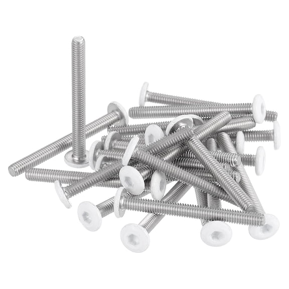 UEIWMX-20 Pcs M4-0.7 x 40mm Button Head Hex Socket Head Screws, 304 Stainless Steel Bolts Full Thread Bright Finish Self Tapping Screws for Furniture Electrical Appliances, White