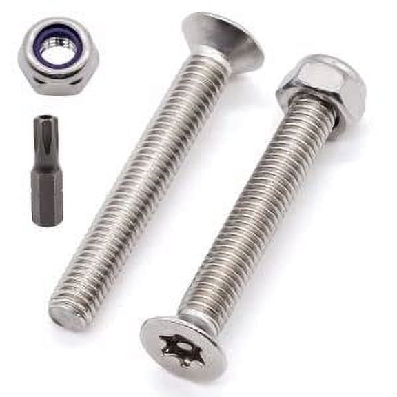 UEIWMX-(20 Sets) M6 x 20mm Countersunk Torx Head Machine Screws with M6 Locknuts and a Torx Drive Bit, Stainless Steel 304 (18-8), Tamper Resistant Screws, Full Thread, Security Machine Screws