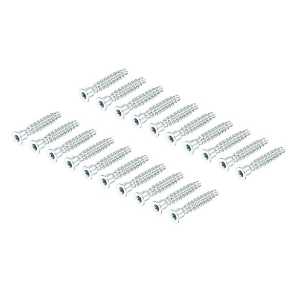 UEIWMX-20Pcs M7x40mm Hex Socket Countersunk Head Self Tapping Connecting Screws Carbon Steel Furniture Confirmat Screw, Silver
