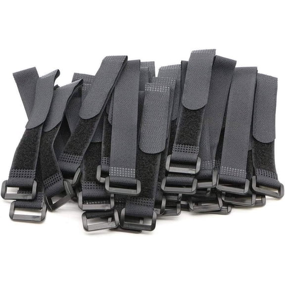 UEIWMX-25pcs Black Reusable Fastening Cable Straps, Hook and Loop Cable Tie Down Straps 6"-8"-12"-18"-24"(Each 5Pcs)