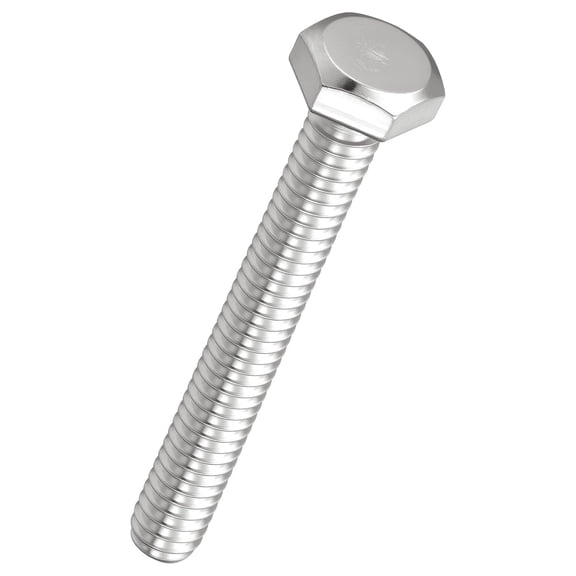 UEIWMX-28 Pcs Hex Head Screws Bolts - [1/4"-20x2] 304 Stainless Steel Grade A2-70 Fully Threaded Hex Tap Hexagon Head Machine Bolts Right Hand External Hex Drive, Silver Tone