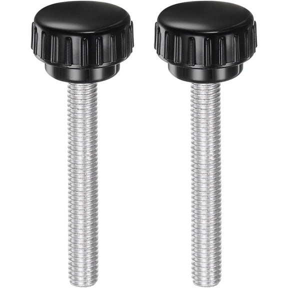 UEIWMX-2pcs Knurled Clamping Knobs M8 x 60mm Metric Zinc Plated Carbon Steel Male Thread Thumb Screw on Type 30mm Plastic Round Head Threaded Hand Bolt Stud Knobs Black