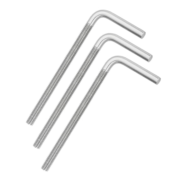 UEIWMX-3pcs M10 x 150mm L-Shaped Right Angle Bolt Screw, 304 Stainless Steel L Shape Foundation Bolt Long Square Bend Screw