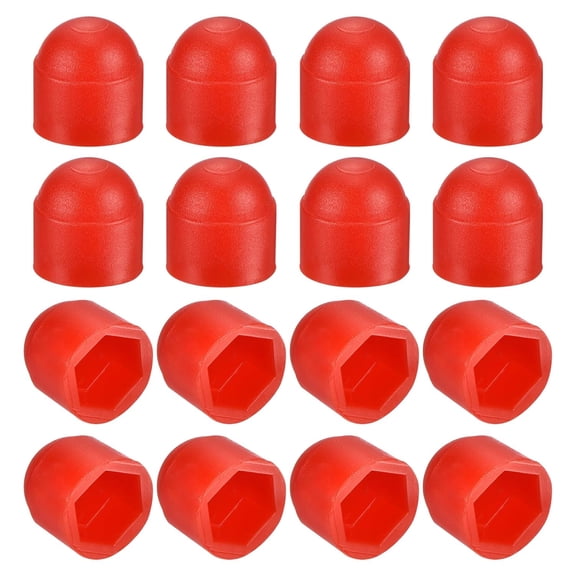 UEIWMX-50pcs Hex Nut Cover, M6 Red Plastic Dome Nut Protection Cap Hex Bolt Nut Covers for Hexagon Screws, Bolts