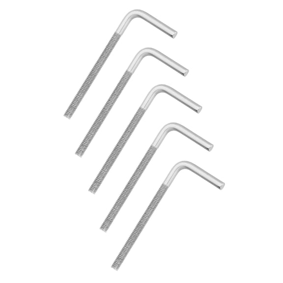 UEIWMX-5pcs M6 x 80mm L-Shaped Right Angle Bolt Screw, 304 Stainless Steel L Shape Foundation Bolt Long Square Bend Screw