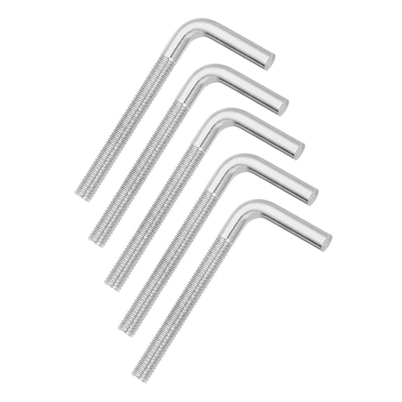 UEIWMX-5pcs M8 x 80mm L-Shaped Right Angle Bolt Screw, 304 Stainless Steel L Shape Foundation Bolt Long Square Bend Screw
