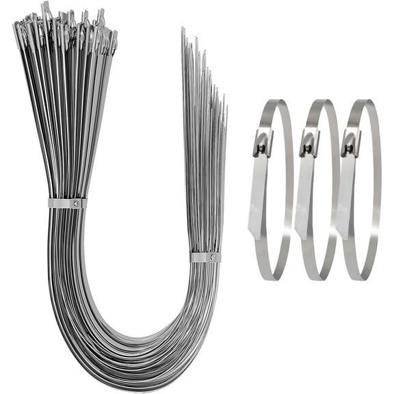 UEIWMX-70 Inch Extra Long Stainless Steel Zip Ties Heavy Duty, 12mm Wide Metal Cable Ties (5 Pack), 304 Stainless Steel Ball-Lock Straps, 337 Lbs Tensile Strength for Large Industrial Pipes and Poles