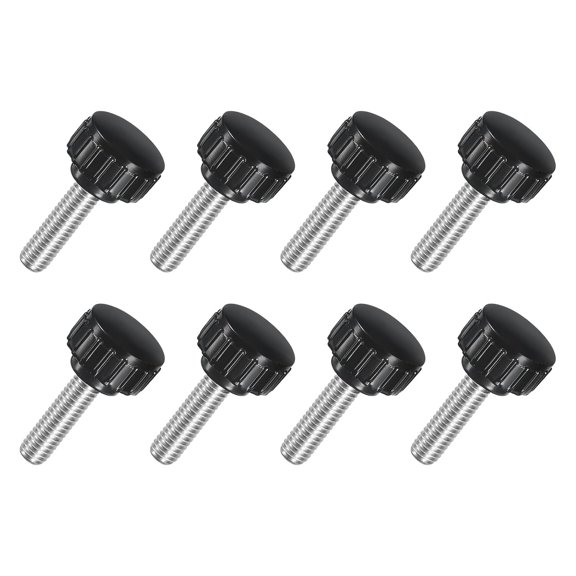 UEIWMX-8Pcs M6 x 20mm Knurled Clamping Knob, 304 Stainless Steel Thumb Screw Clamping Knob Round Hand Threaded Hand Bolt Stud Knob 18mm Dia for Machinery