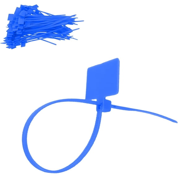 UEIWMX-Blue Nylon Cable Zip Ties with Lable Tag 100 PCS 6 Inch Writable Heavy Duty Cord Tags Marker Label Self-Locking Home Indoor/Outdoor Reminding Color Bright Strong Plastic Wire Ties