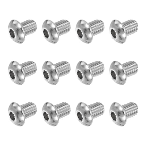 UEIWMX-Button Head Socket Cap Screws, 12 PCS 3/8-16 UNC x 1/2 Inch 304 Stainless Steel Hex Drive Fully Thread Machine Bolts Screw for Furniture Water Pump Light Fixture, Silver