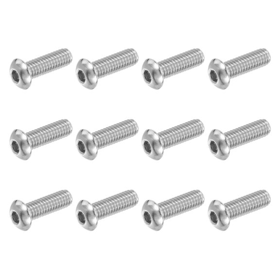 UEIWMX-Button Head Socket Cap Screws, 12 PCS 5/16-18 UNC x 1 Inch 304 Stainless Steel Hex Drive Fully Thread Machine Bolts Screw for Furniture Water Pump Light Fixture, Silver