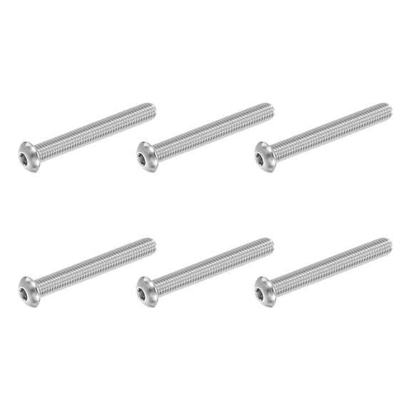 UEIWMX-Button Head Socket Cap Screws, 6 PCS 3/8-16 UNC x 3 Inch 304 Stainless Steel Hex Drive Fully Thread Machine Bolts Screw for Furniture Water Pump Light Fixture, Silver