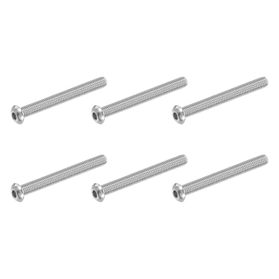 UEIWMX-Button Head Socket Cap Screws, 6 PCS 5/16-18 UNC x 3 Inch 304 Stainless Steel Hex Drive Fully Thread Machine Bolts Screw for Furniture Water Pump Light Fixture, Silver