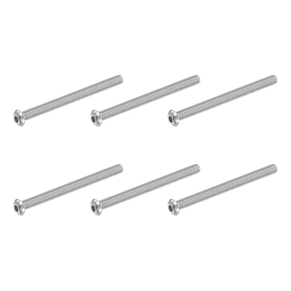 UEIWMX-Button Head Socket Cap Screws, 6 PCS 5/16-18 UNC x 4 Inch 304 Stainless Steel Hex Drive Fully Thread Machine Bolts Screw for Furniture Water Pump Light Fixture, Silver