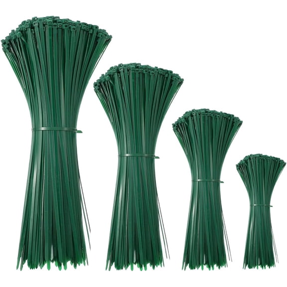 UEIWMX-Green Zip Ties Assorted Sizes 400 Pack 4/6/8/12 Inch Cable Ties Plastic Wire Ties UV Resistant Zipties Black Small Zip Tie Wraps Assortment Cord Management for Home, Office, Gardening