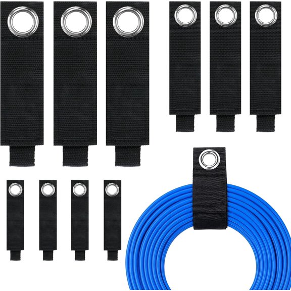 UEIWMX-Heavy-Duty Storage Straps 10 Pcs, Extension Cord Holder Organizer, Hook and Loop Extension Cord Straps, Hanging Cable Straps for Cords Rope Hoses, RV Accessories Cable Management (7.24In,10.2I