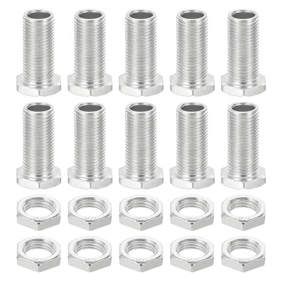 UEIWMX-M10x25mm Hex Bolts and Nuts Kit, 10 Set Fine Thread Hollow Screws Assortment Hexagon Head Screw Through Hole Bolt Chandelier Fasteners