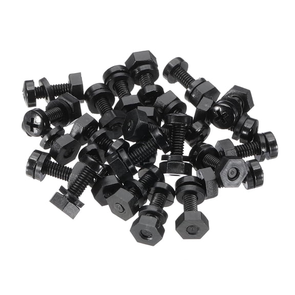 UEIWMX-M2.5x8mm Black Nylon Bolts Plastic Nuts Full Thread Head Screws, 24 Pcs