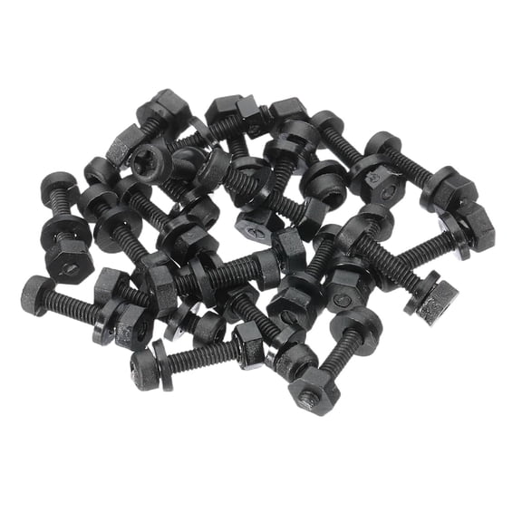 UEIWMX-M2x10mm Black Nylon Bolts Plastic Nuts Full Thread Head Screws, 24 Pcs