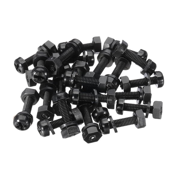 UEIWMX-M3x12mm Black Nylon Bolts Plastic Nuts Full Thread Head Screws, 24 Pcs