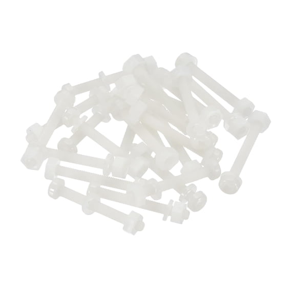 UEIWMX-M3x25mm White Nylon Bolts Plastic Nuts Full Thread Head Screws, 24 Pcs