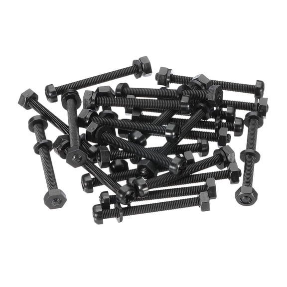 UEIWMX-M3x30mm Black Nylon Bolts Plastic Nuts Full Thread Head Screws, 24 Pcs