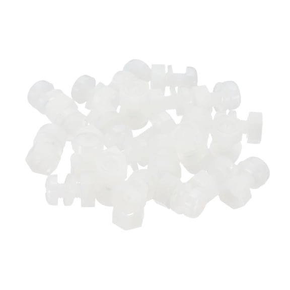 UEIWMX-M3x6mm White Nylon Bolts Plastic Nuts Full Thread Head Screws, 24 Pcs