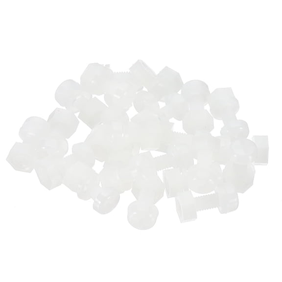 UEIWMX-M3x8mm White Nylon Bolts Plastic Nuts Full Thread Head Screws, 24 Pcs