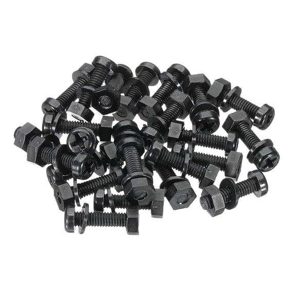 UEIWMX-M4x15mm Black Nylon Bolts Plastic Nuts Full Thread Head Screws, 24 Pcs