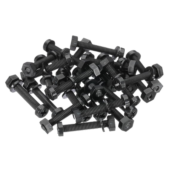 UEIWMX-M4x25mm Black Nylon Bolts Plastic Nuts Full Thread Head Screws, 24 Pcs