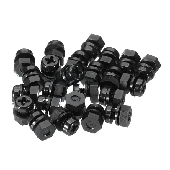 UEIWMX-M4x6mm Black Nylon Bolts Plastic Nuts Full Thread Head Screws, 24 Pcs