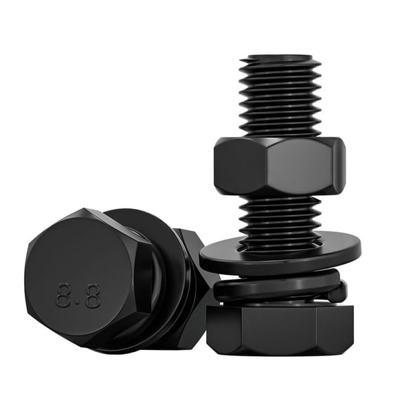 UEIWMX-M6-1.0 x 30mm Hexagon Bolts Hex Head Screws, 8.8 Grade Alloy Steel, Black Oxide Finish, Pack of 40