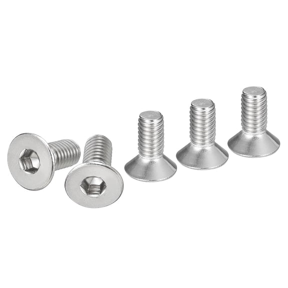 UEIWMX-M6-1 x 14mm Flat Head Socket Cap Screws, 25 Pack 304 Stainless Steel Hex Socket Flat Head Screws, Full Thread, Countersunk Bolts