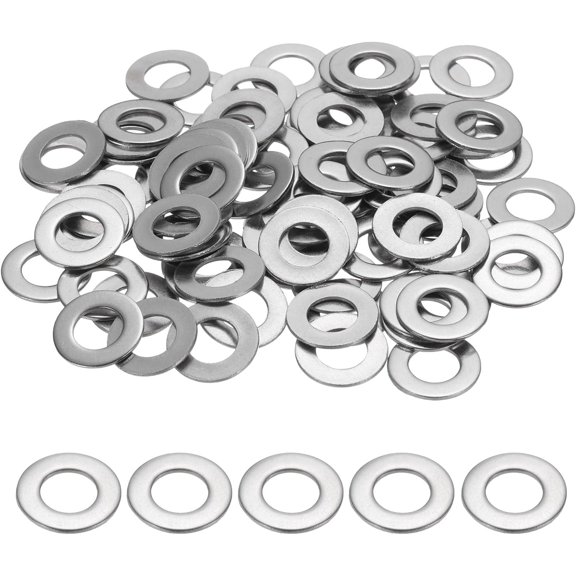 UEIWMX-M8 Flat Washer for Screw, 120Pcs 304 Stainless Steel Washers 8MM ID x 16MM OD x 1MM Thick for Bolts, Factories Repair, Kitchens, Shops, and Outdoor Construction (Silver Tone)