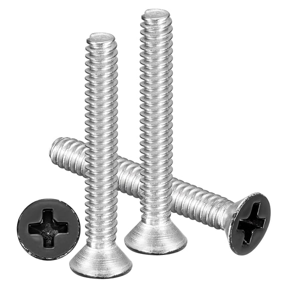 UEIWMX-Phillips Flat Head Machine Screws Bolts (#8-32x1) 50Pcs, Stainless Steel 304 Countersunk Cross Screws - for Household Indoor Maintenance Installment DIY, Black Head