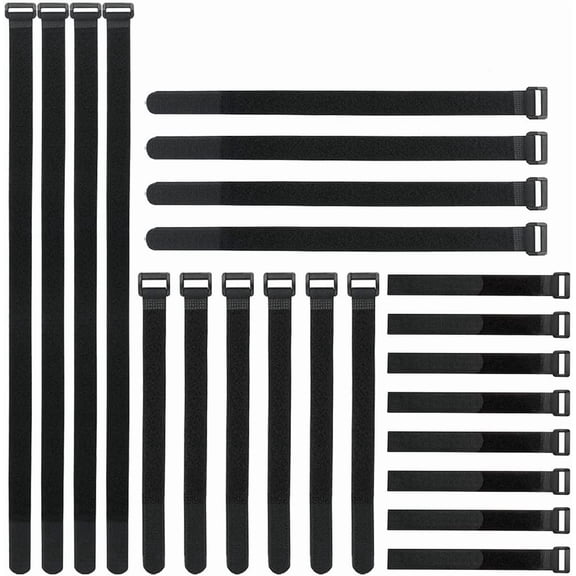 UEIWMX-Reusable Fastening Cable Straps and Cable Ties Set 24 Pack(8"-12"-18"-24"), Adjustable Hook Loop Cord Management Wire Organizer Straps