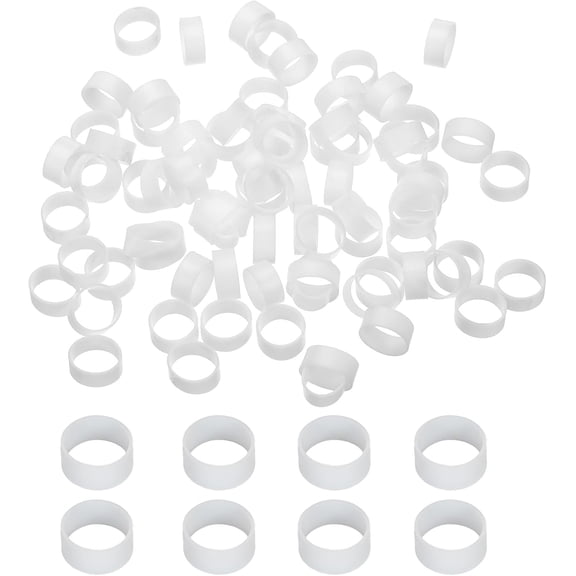 UEIWMX-Silicone Rubber Bands Cable Ties 0.6", 200 Pcs Flat Rubber Elastic Band for Office Supplies Home Cord Wrapping, White