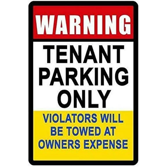 UEJUNBO Metal Sign Warning Tenant Parking Only Apt Rent Gate Home Store Shop Poster Cave 12""x8""